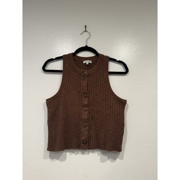 Madewell Sweaters - Madewell Kendale Button Front Crop Sweater Women’s Size Medium Sleeveless